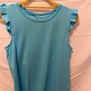 Lilly Pulitzer Aqua Ruffle Sleeve Tank Top